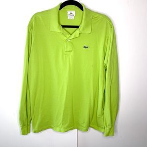 Lacoste Lime Green Long Sleeve Pique Polo Shirt